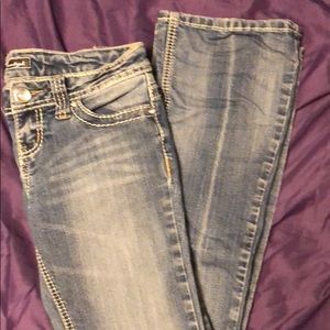 Sequined boot cut jeans